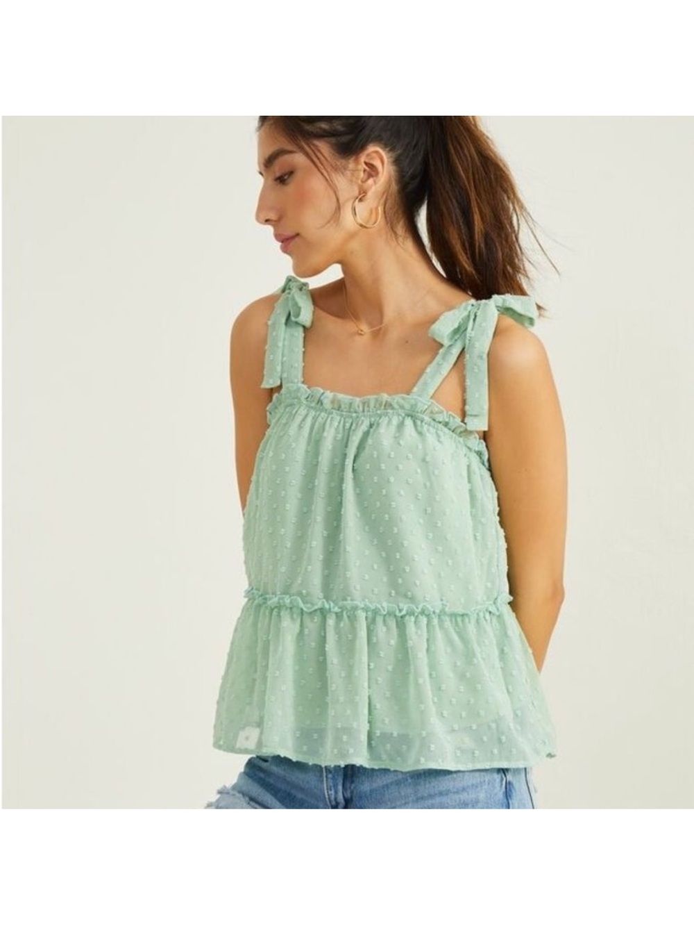 Altar’d State Lizzy Babydoll Top In Mint Green Women's Size M!